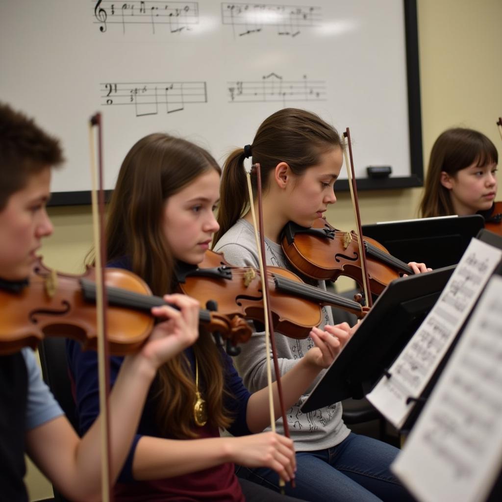  Young musicians participating in a Berkshire Bach Society workshop 