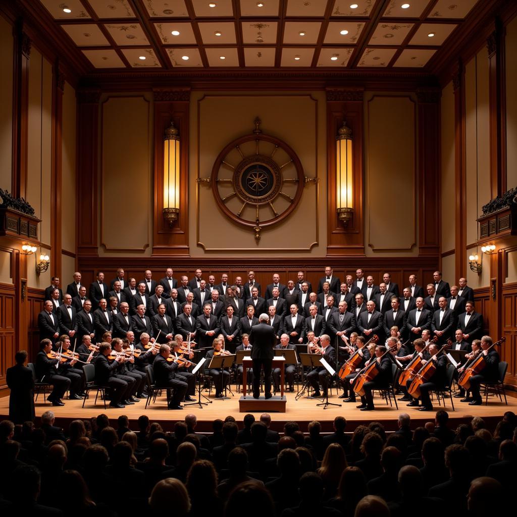 Berkshire Bach Society Orchestra and Chorus performing in a grand concert hall