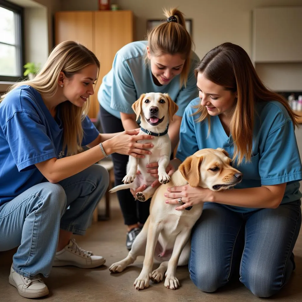 Volunteers caring for animals at Best Friends Animal Sanctuary