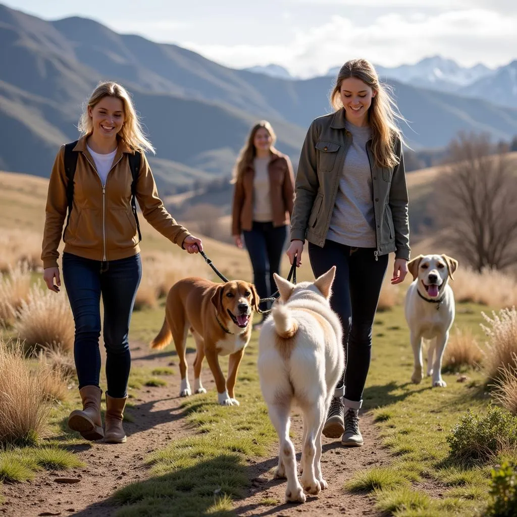 Volunteers caring for dogs at Best Friends Animal Society sanctuary in Utah