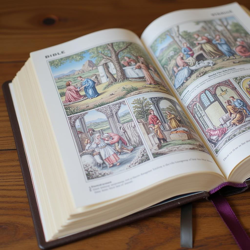 Detailed illustrations in a Folio Society Bible