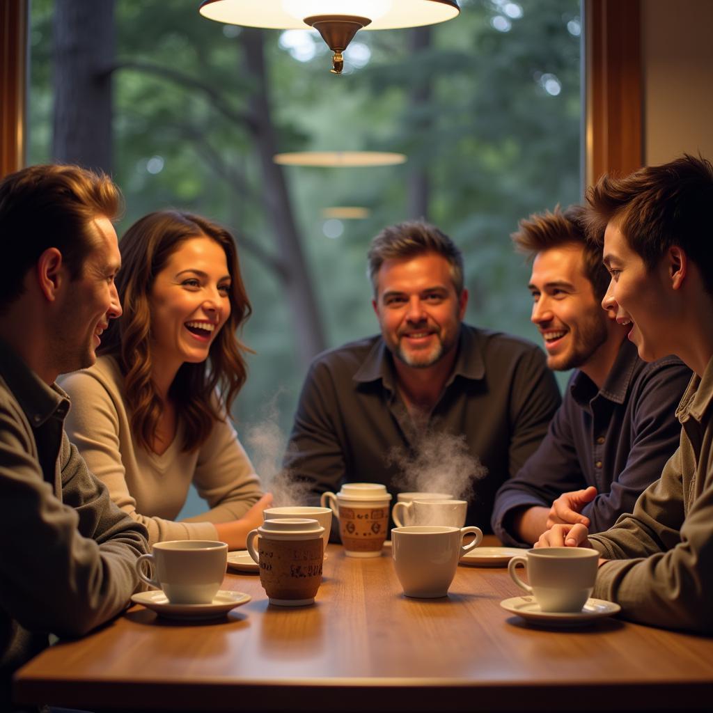 Group of Friends Engaged in a Lively Discussion About Bigfoot