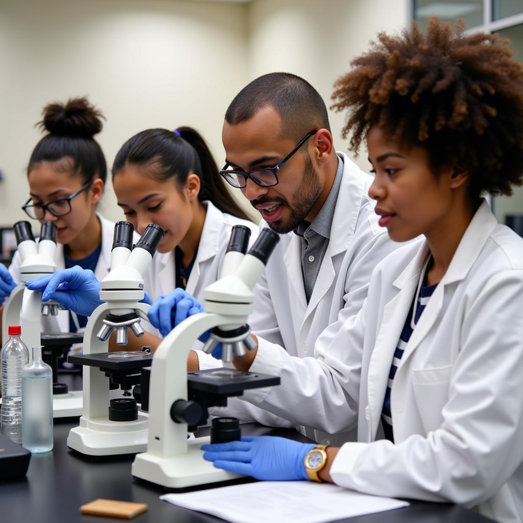 Students in a Biology, Health, and Society Lab