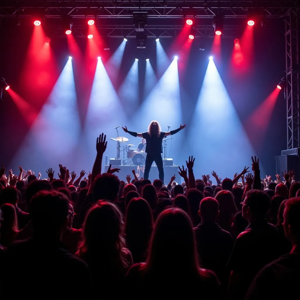 Black Label Society performing live in concert, connecting with fans through their music.