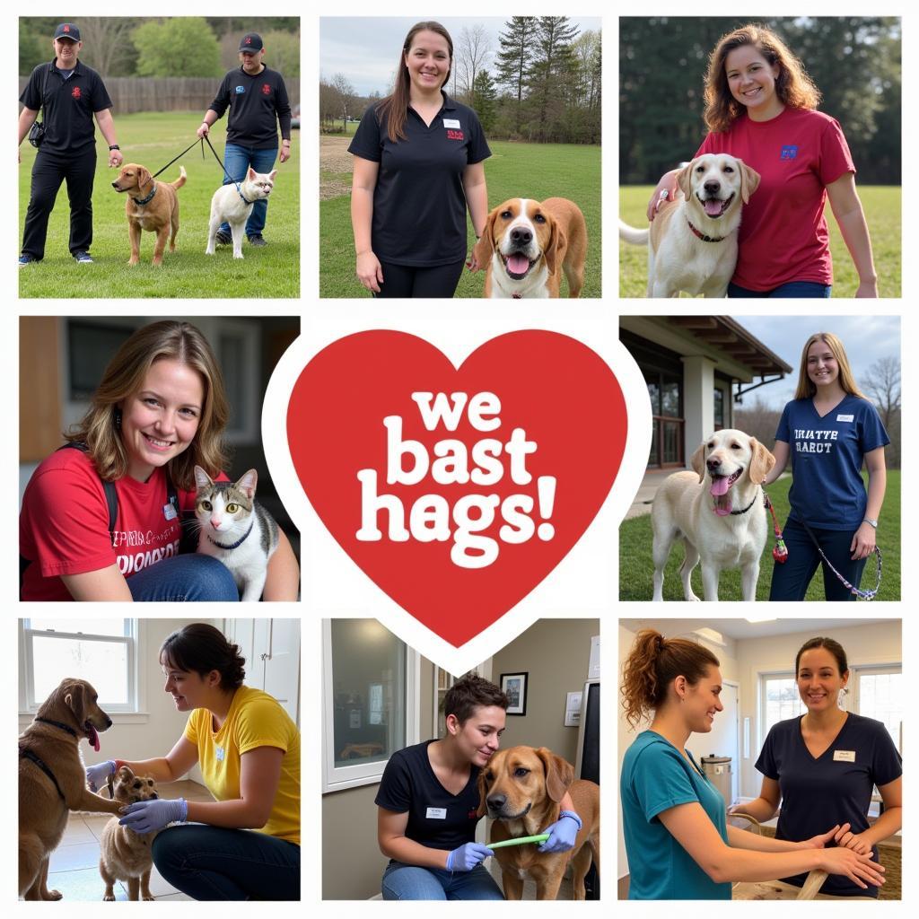  Volunteers engage with animals at the shelter, showcasing the impact of their contributions. 