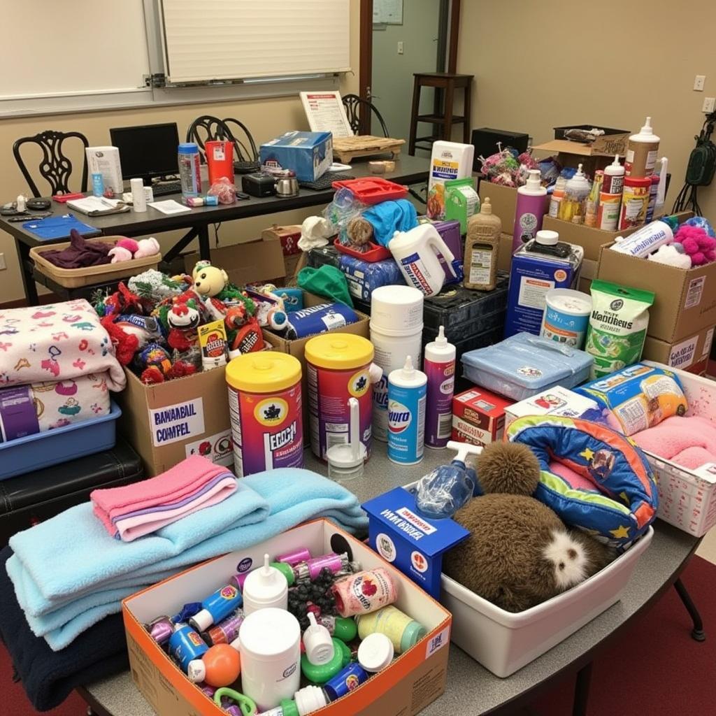 Donated supplies at the Blair County Humane Society