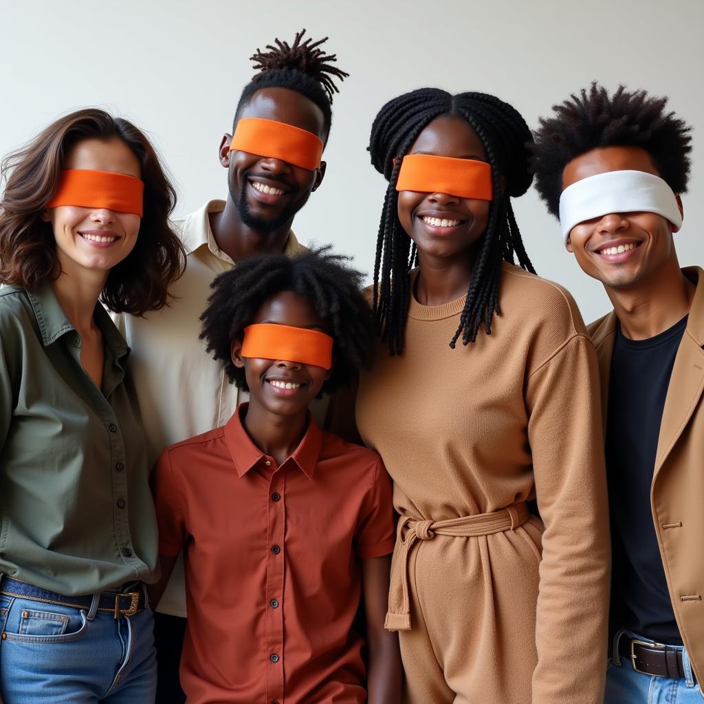 People from Diverse Backgrounds with Blindfolds