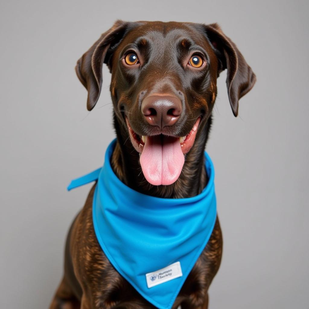 A happy dog poses for a portrait at the Blue Ridge Humane Society adoption center