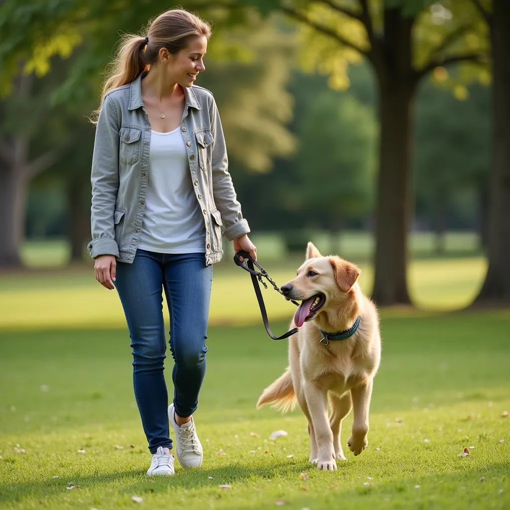 Volunteer Walking a Dog at Blue Ridge Humane Society