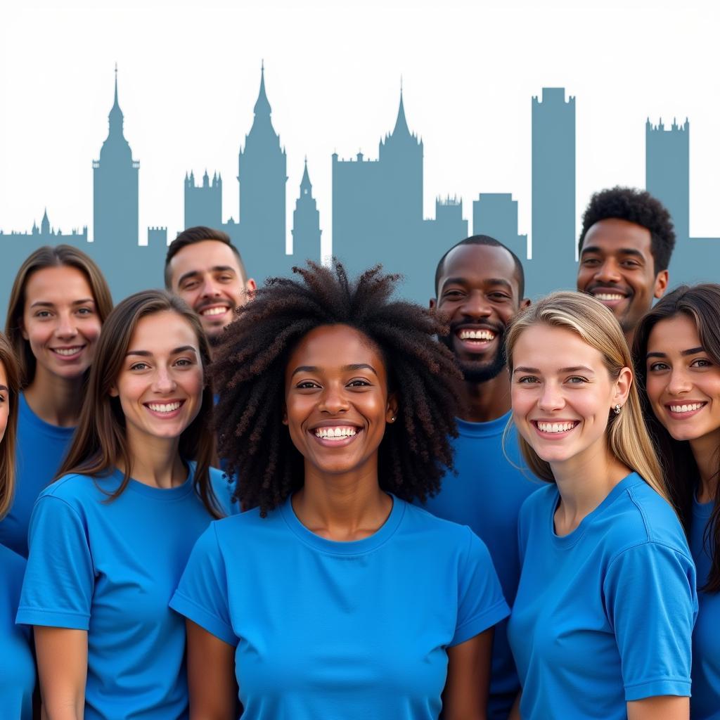 People around the World Wearing Blue Shirts