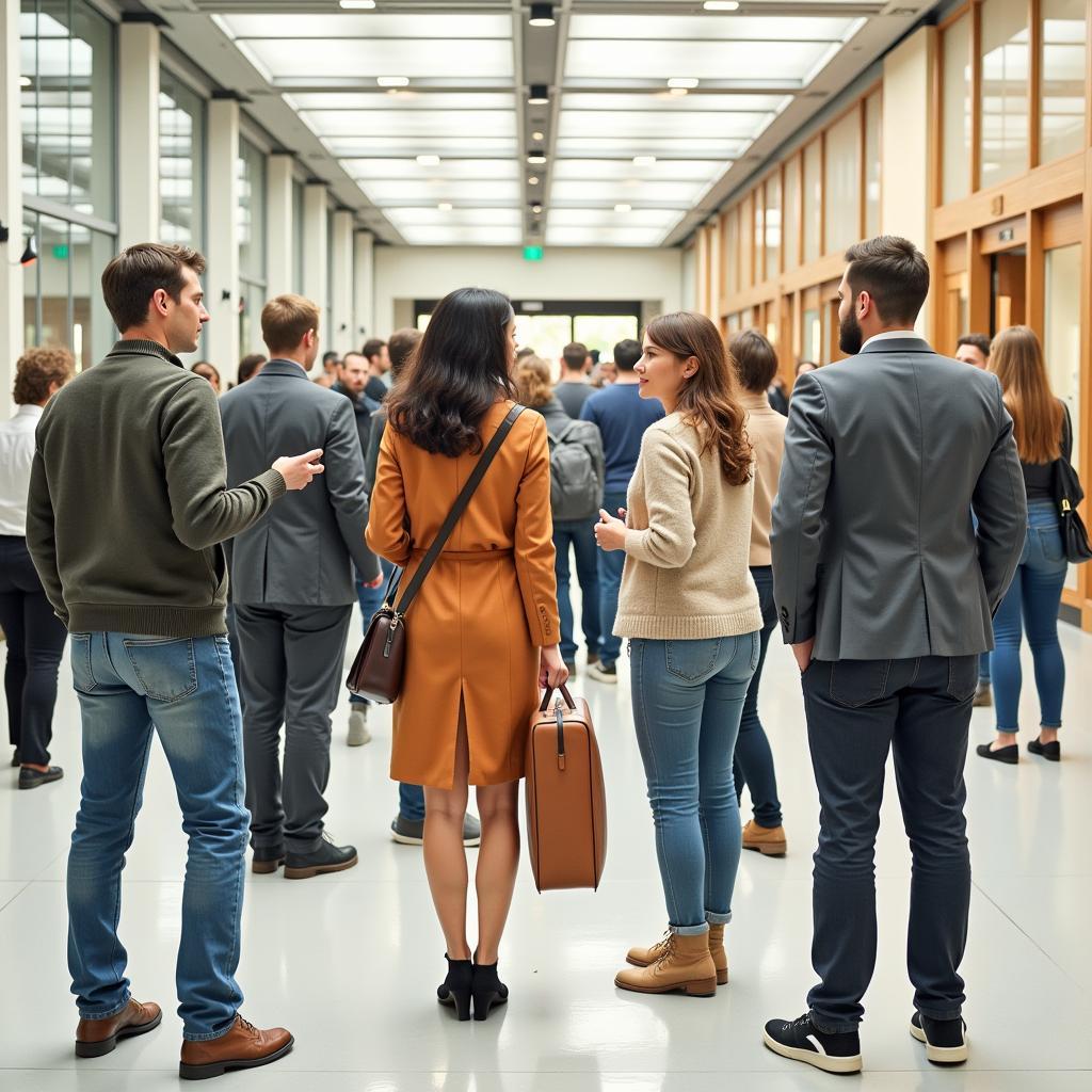 People in a crowd, each expressing different body language, reflecting social norms.