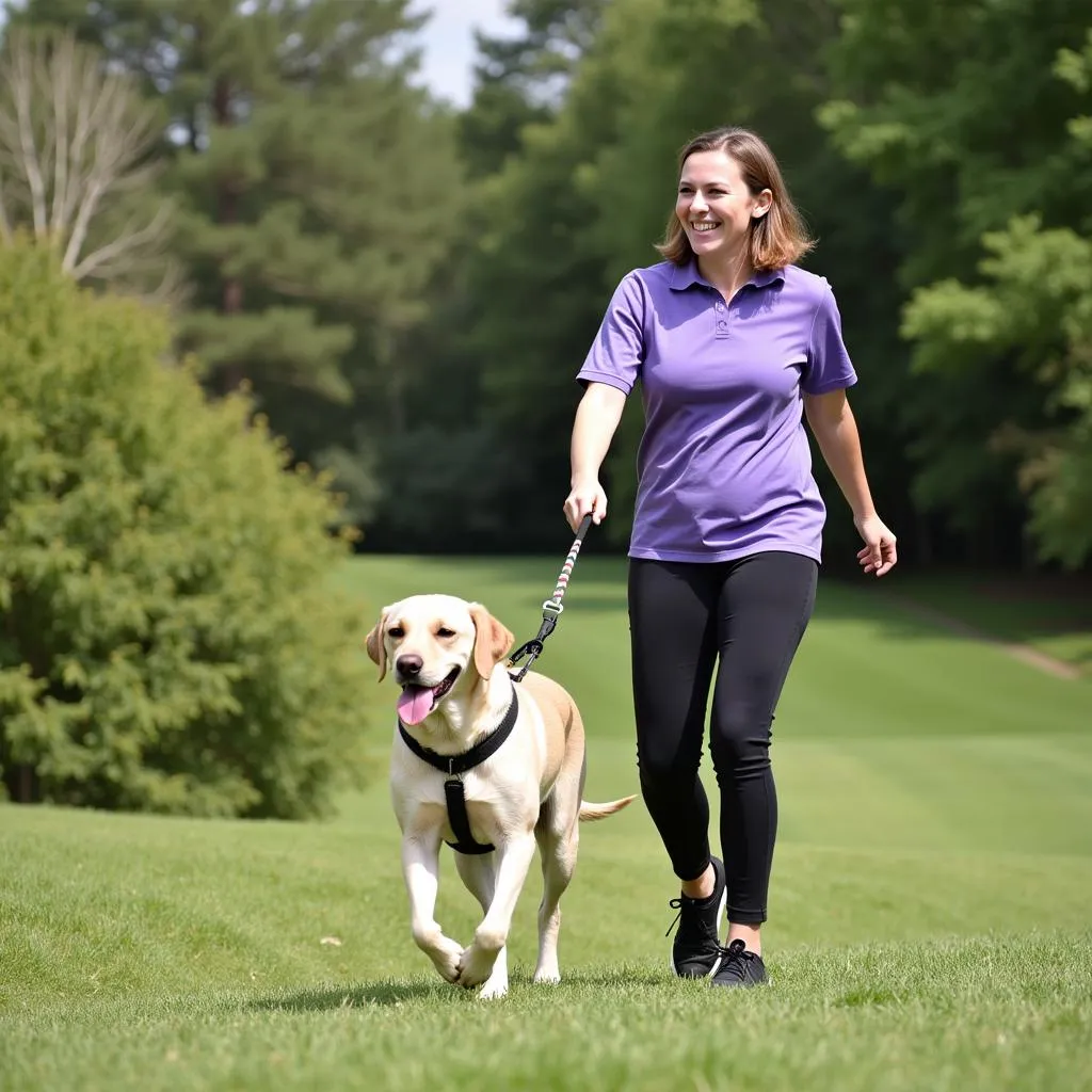 Volunteer Walking a Dog at the Boone Area Humane Society