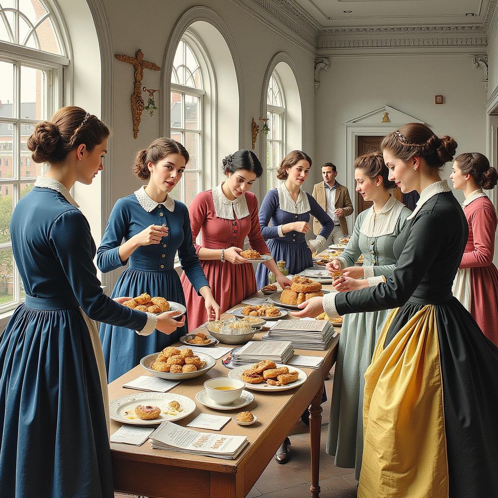 Members of the Boston Female Anti-Slavery Society organizing a fundraising bazaar