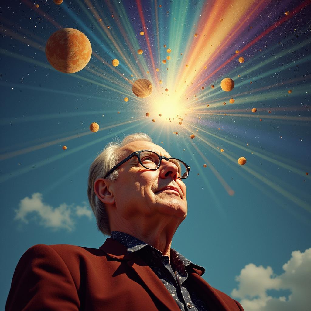 Ray Bradbury looking towards the sky