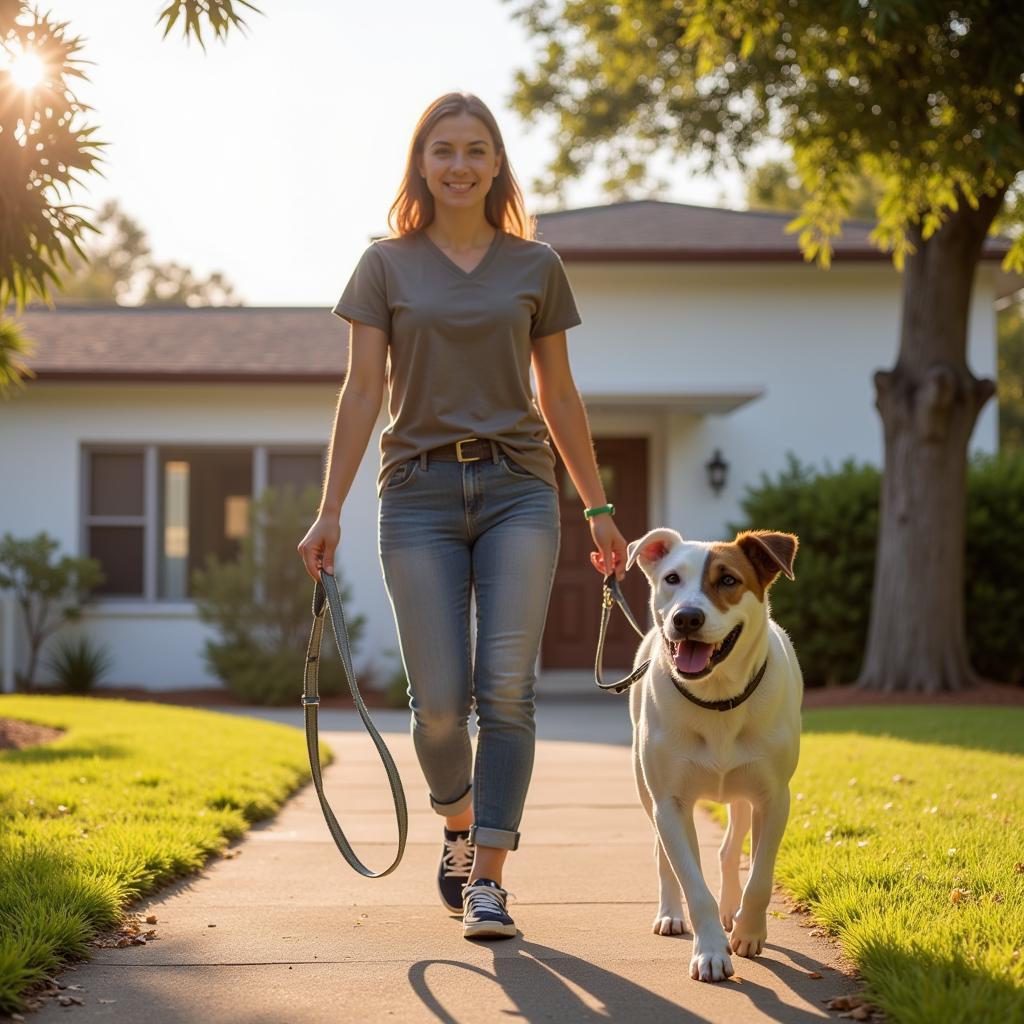 Volunteer Walking a Dog at Brevard Humane Society