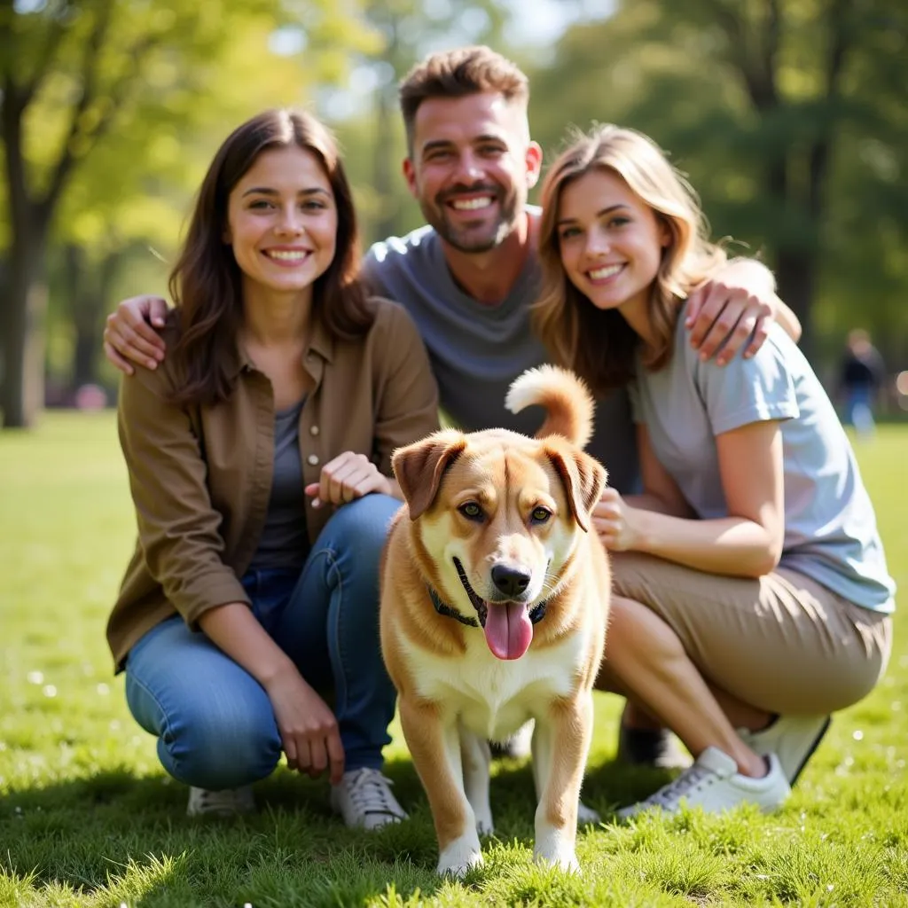 Adopted Dog with Family at Park