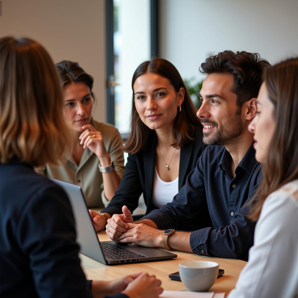 People from different cultures engaging in a meaningful dialogue