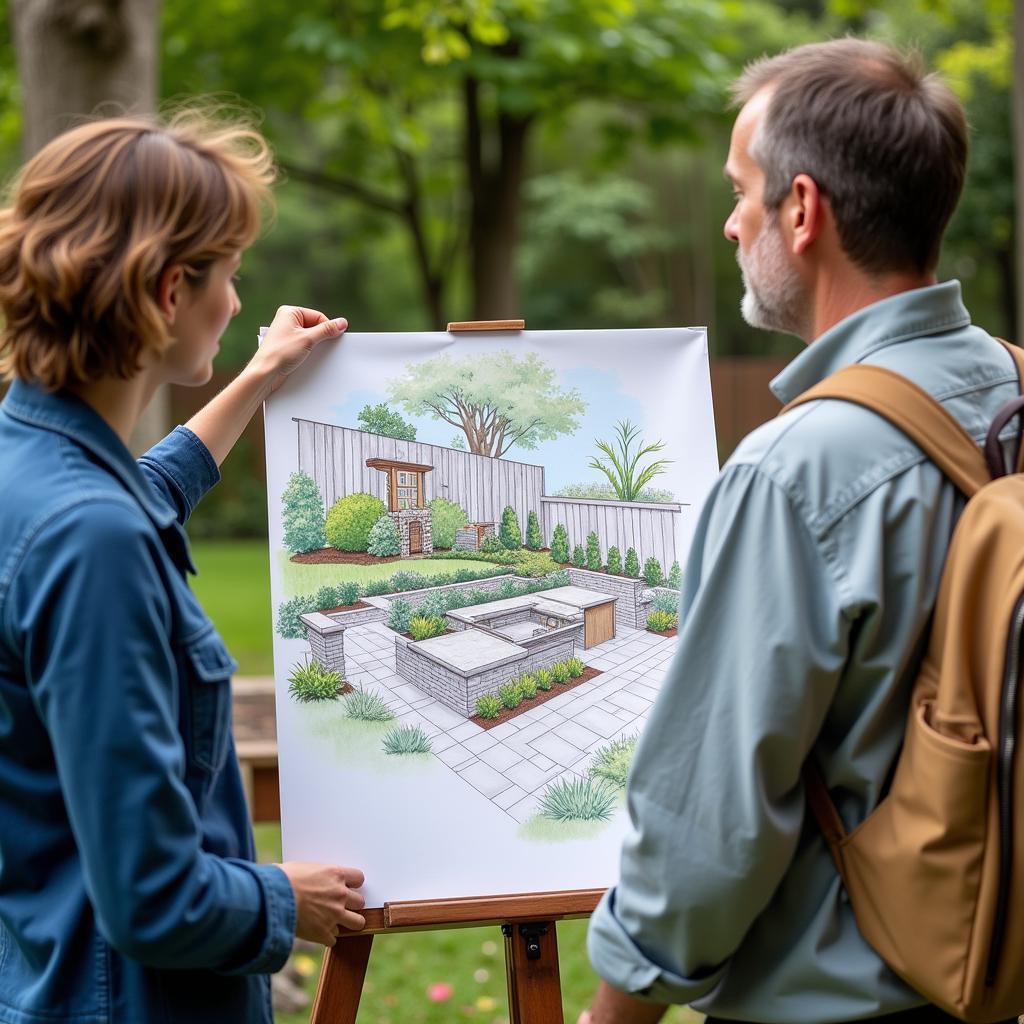 BSLA member designing a residential garden