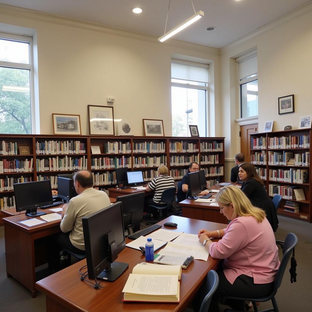 Researchers working in the Bucks County Genealogical Society's library