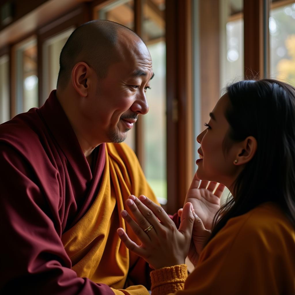 A Buddhist teacher extending compassion