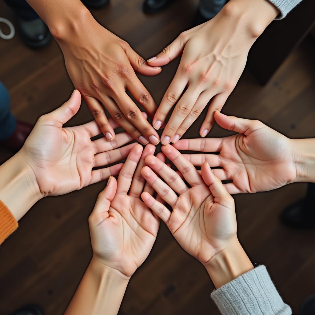 Diverse Hands Forming a Circle