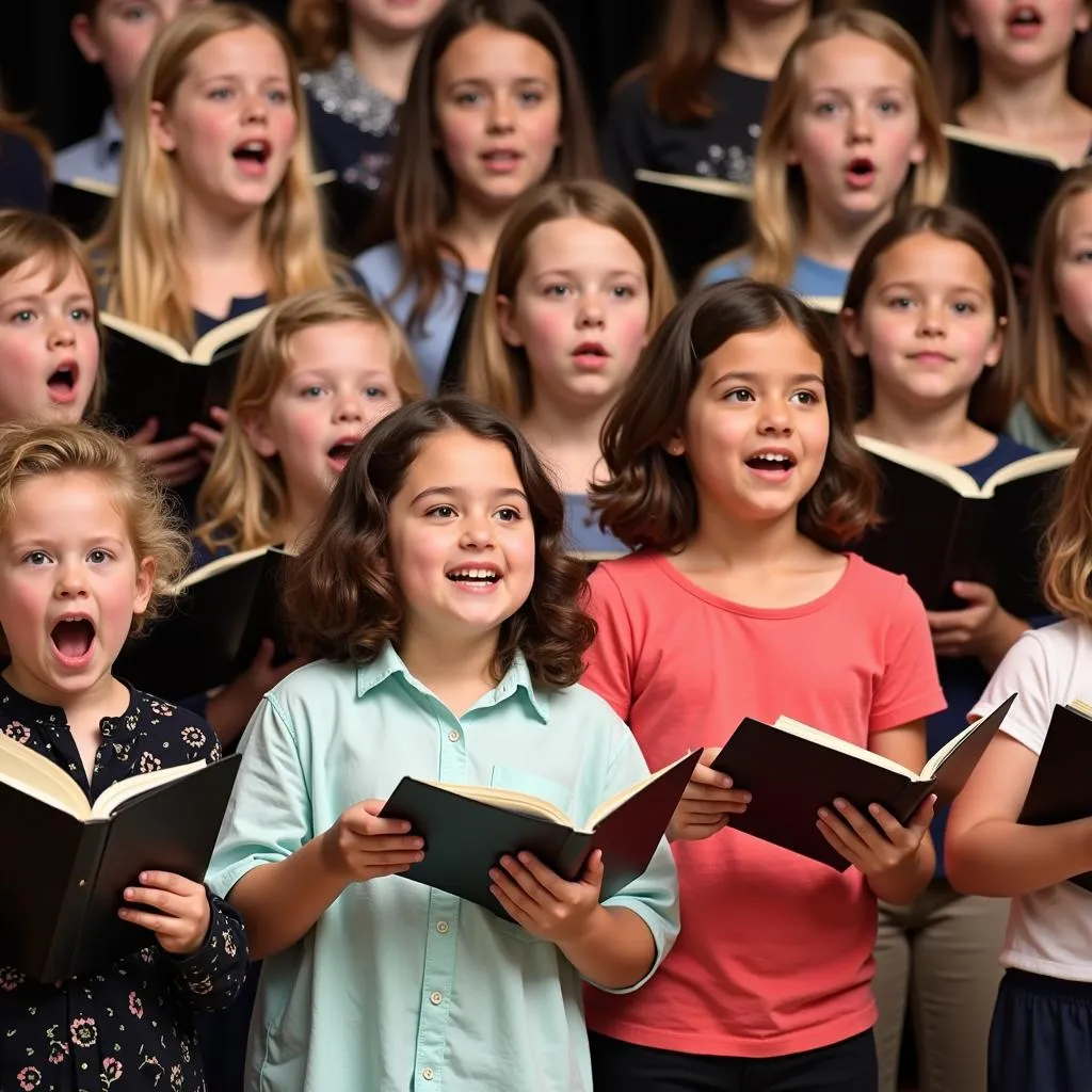 The Burlington Choral Society performs for children in a school outreach program.