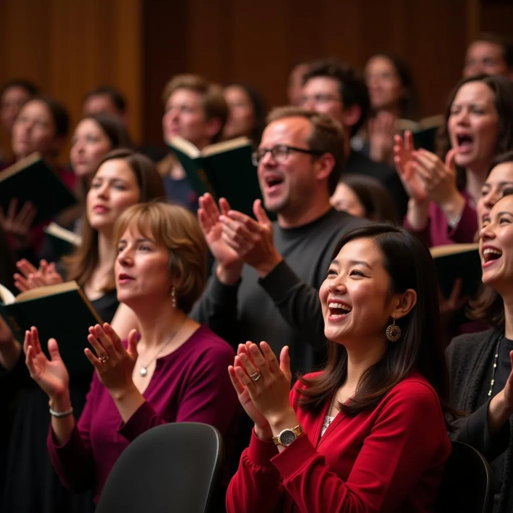 Audience applauds the Burlington Choral Society during a performance.