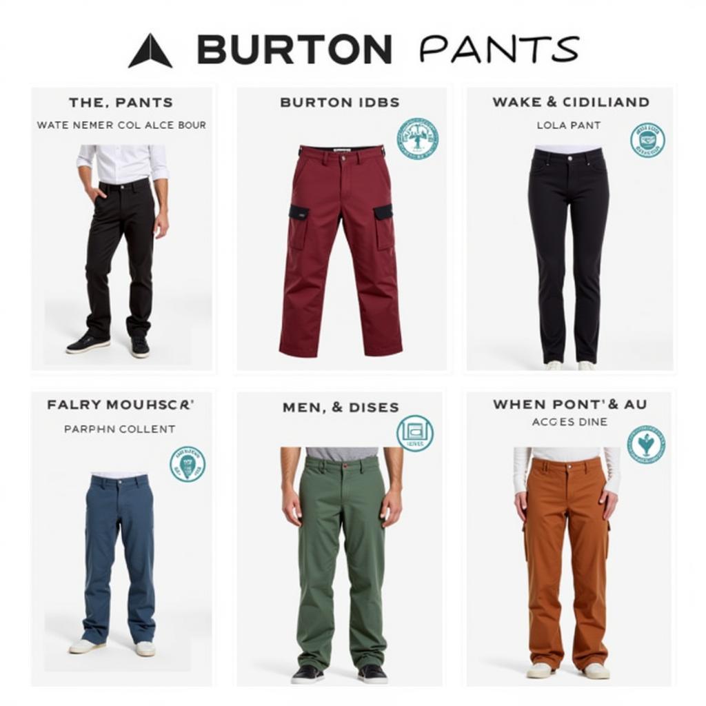 Burton Society Pants in various styles and colors