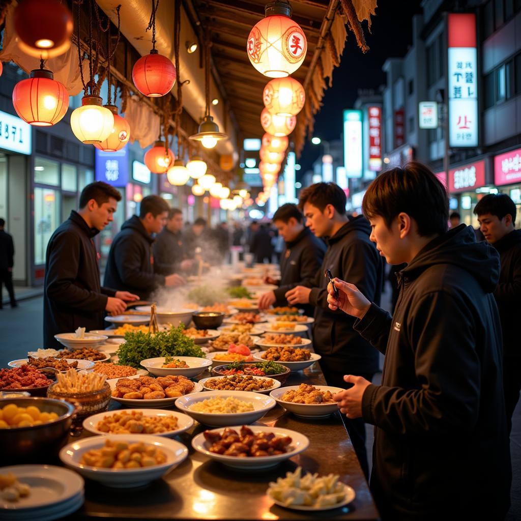 Bustling Koreatown street food market