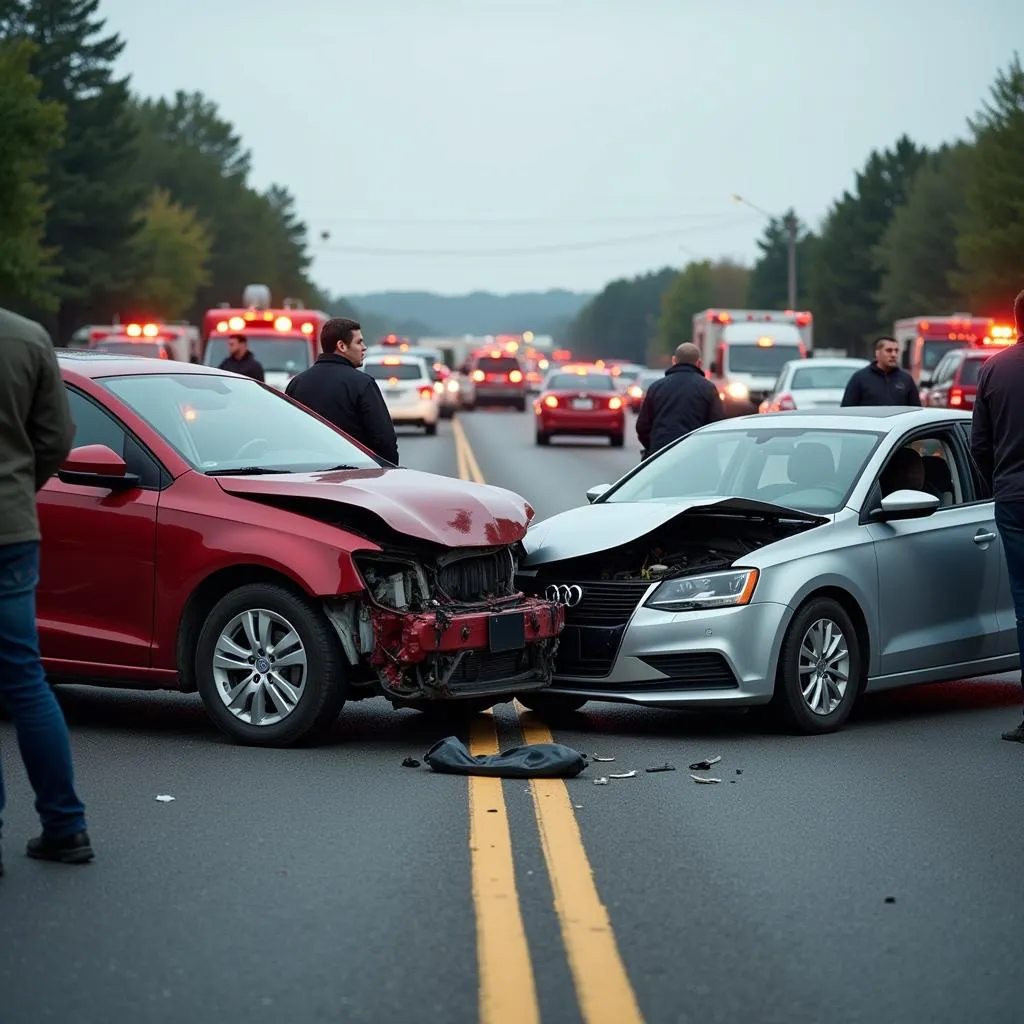 Car Accident on Busy Road