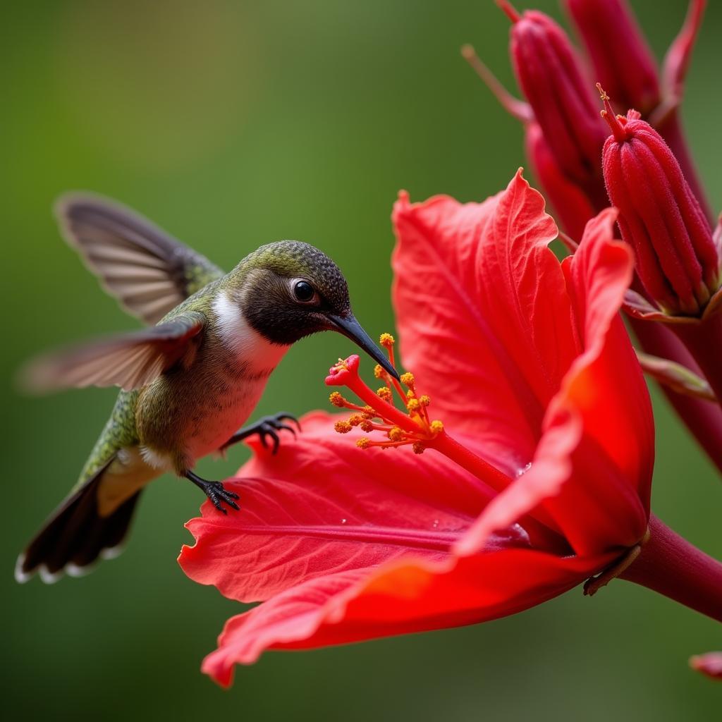 Cardinal Flower attracting a hummingbird