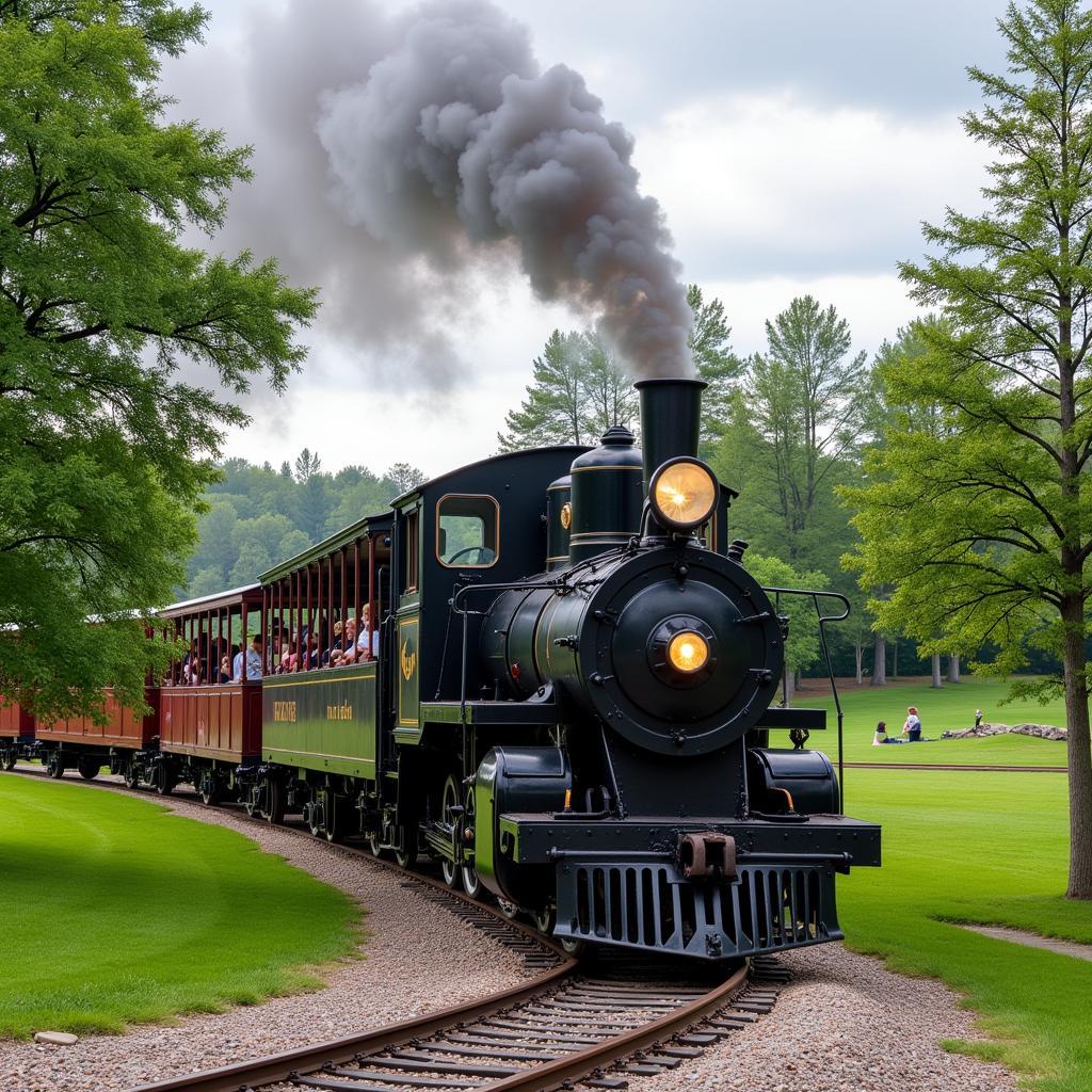 Passengers Enjoying a Scenic Steam Train Ride at Carillon Park