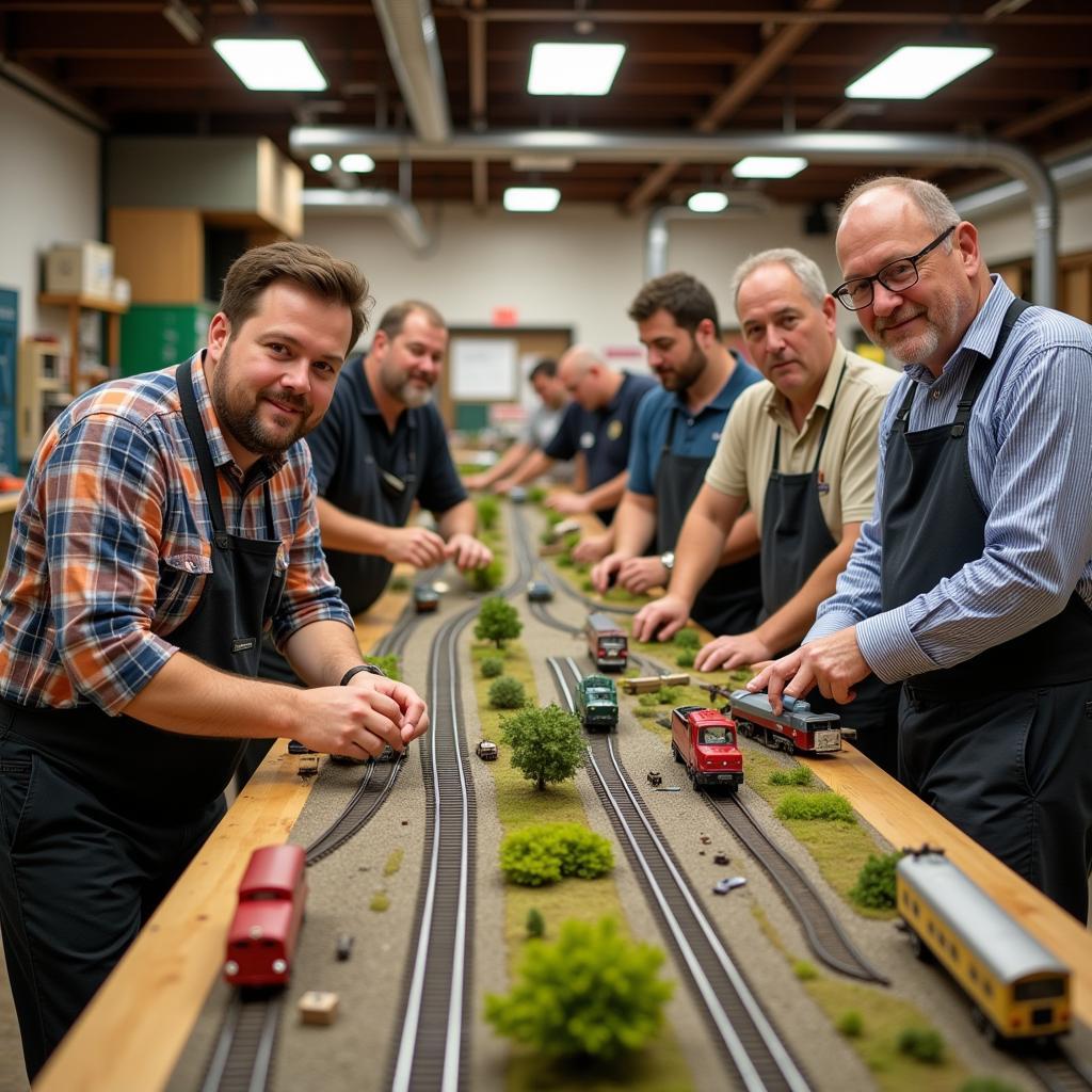 CASME Members Collaborating on a Model Train Project