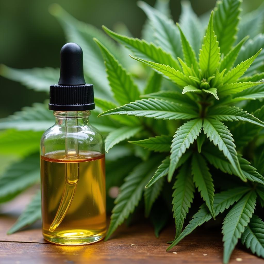 CBD oil and cannabis plant