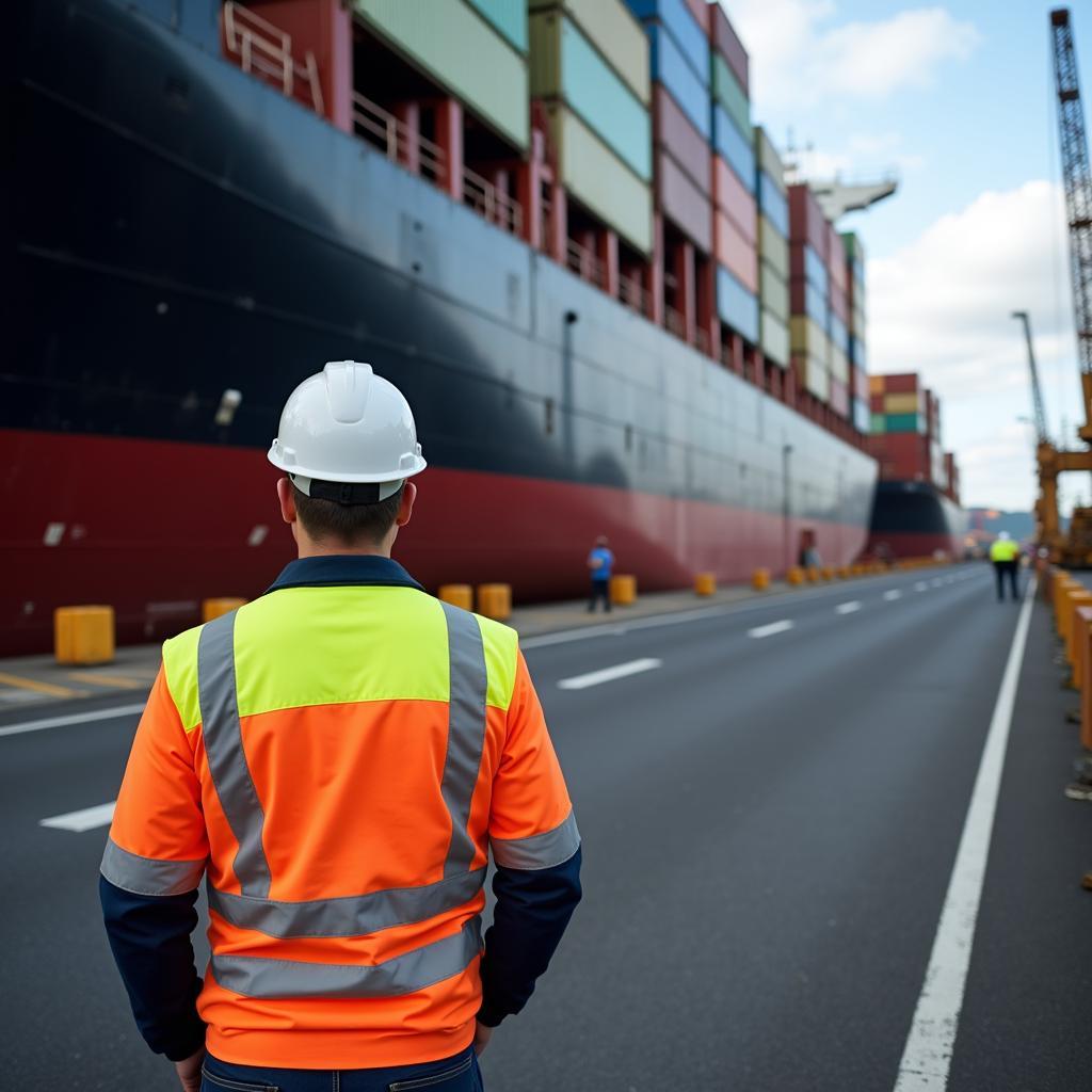 CCS surveyor inspecting a cargo ship