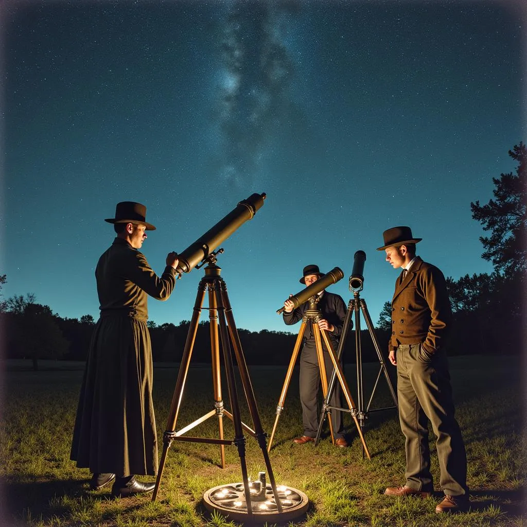 Early members of the Central Arkansas Astronomical Society gather for a stargazing session