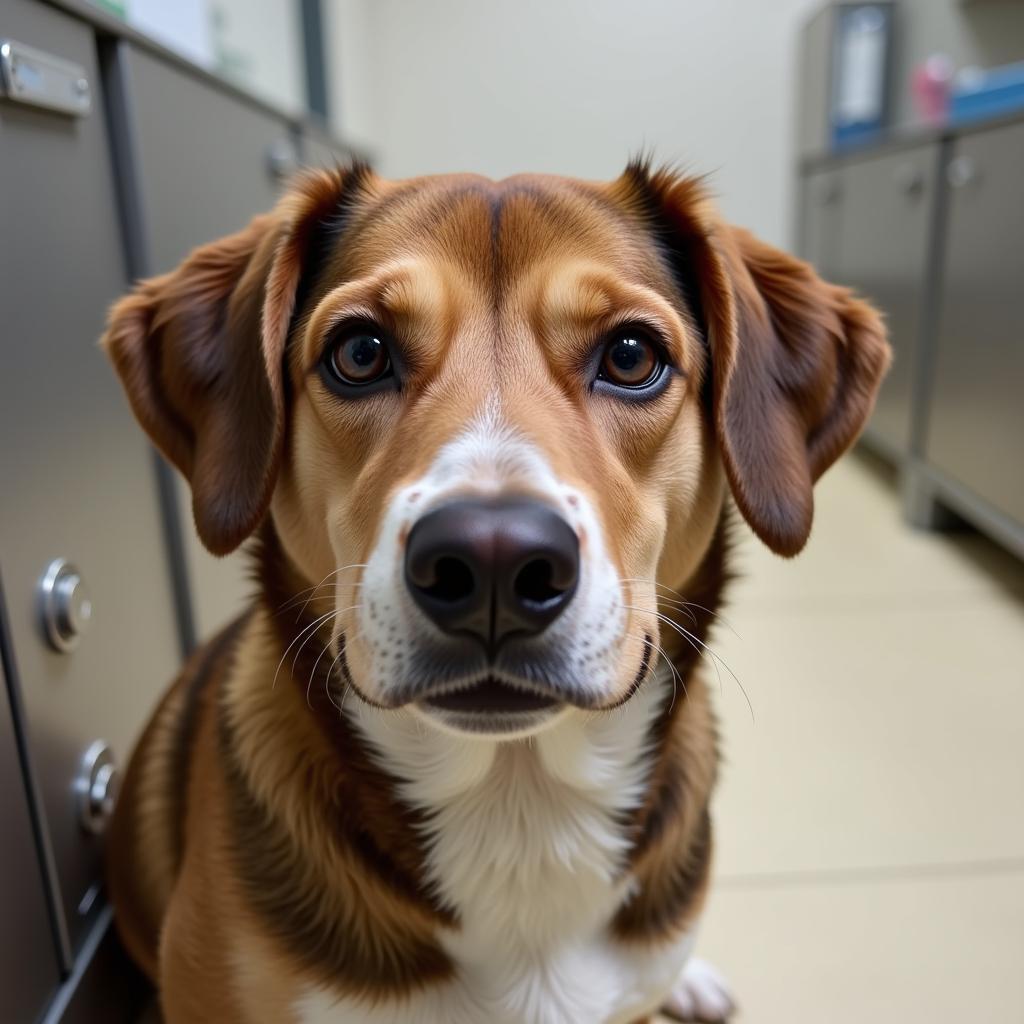 A Close-Up Portrait of a Happy Dog at the Central Vermont Humane Society