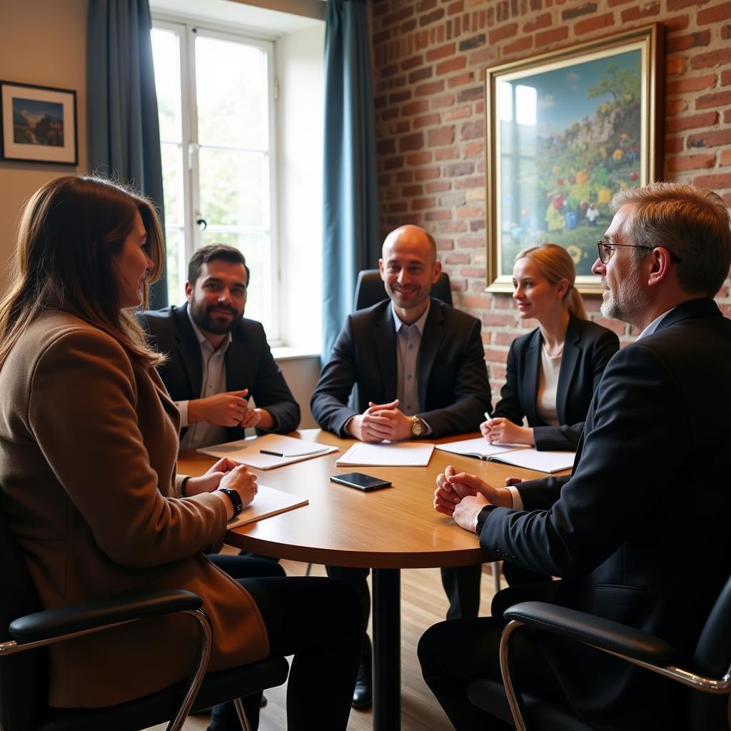 A group of people having a discussion in a community meeting