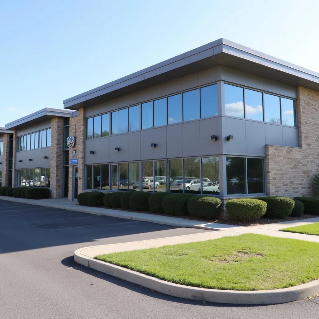 Modern office building with the CSP logo