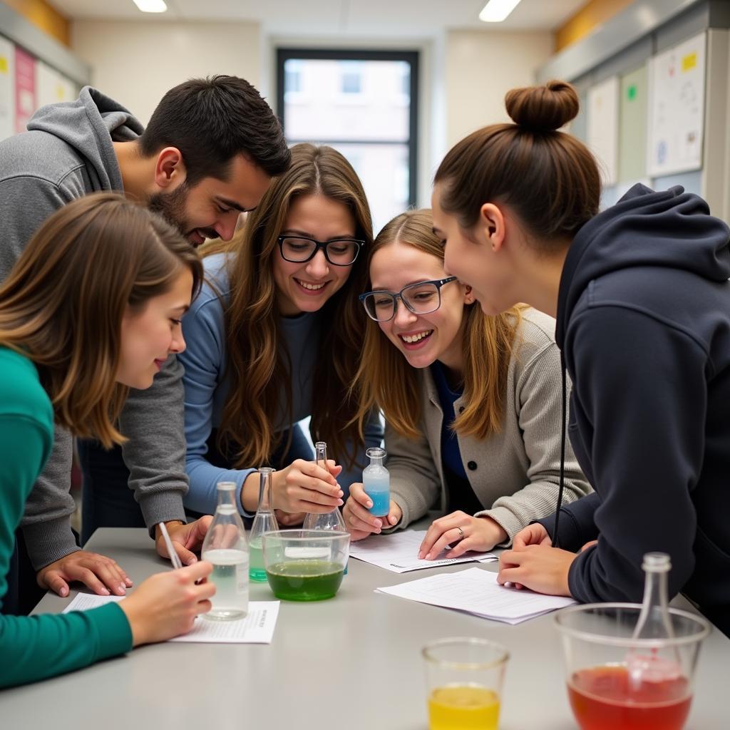 Students Collaborating in a Chemistry Lab