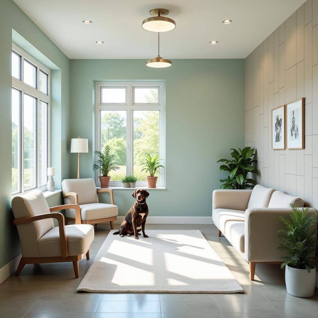 Spacious and welcoming waiting area at the Chesapeake Humane Society Clinic