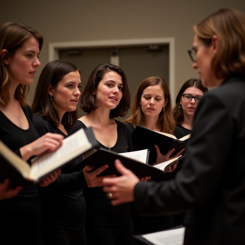 The Choral Society of Pensacola rehearsing for an upcoming concert