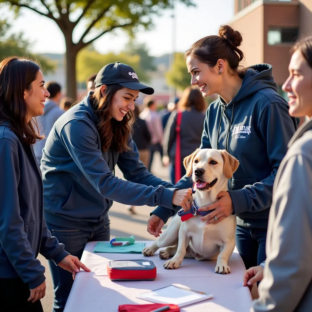  Volunteers from the Christian Gonzalez Humane Society participate in a community event, promoting pet adoption and responsible ownership. 