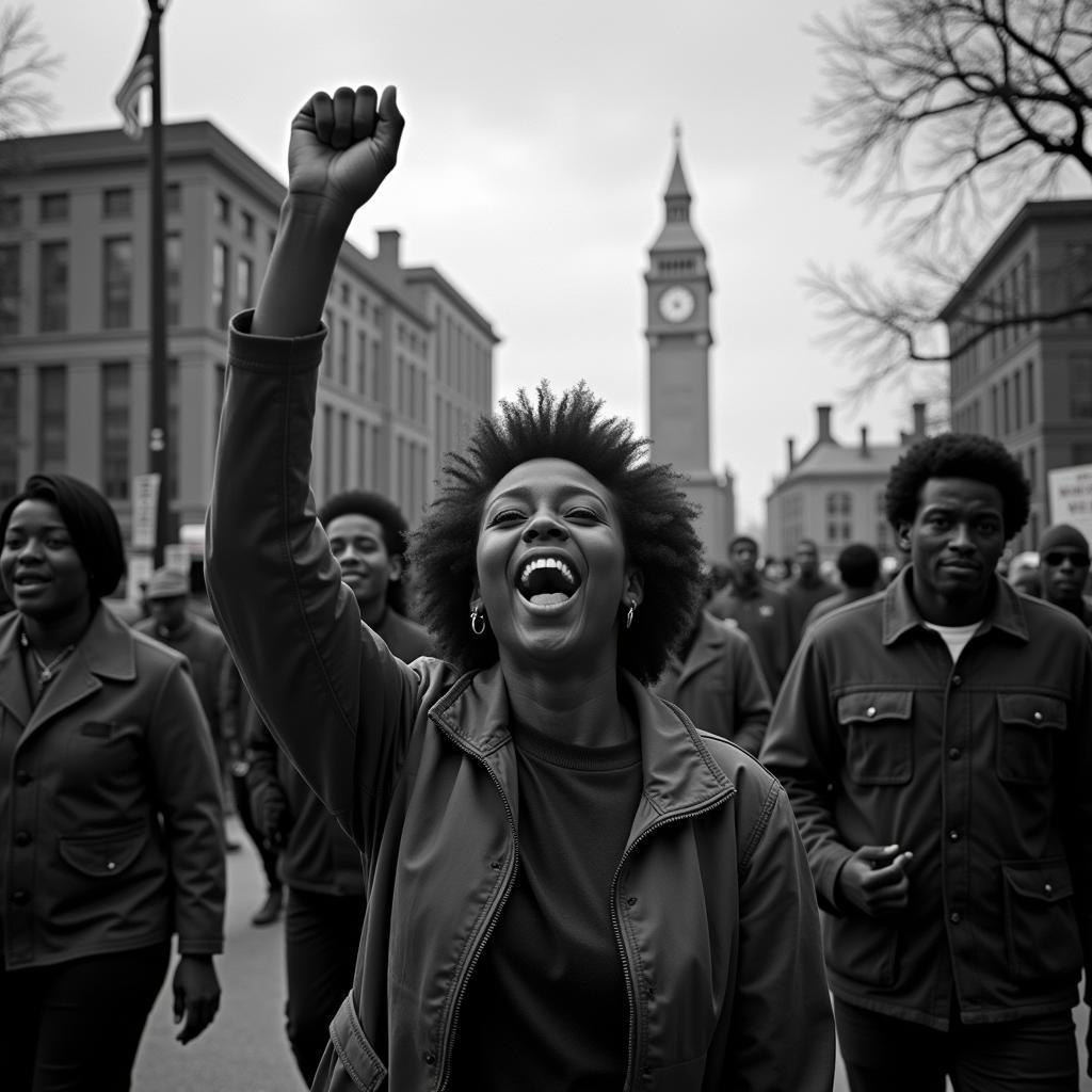 Civil Rights Marchers Celebrating Desegregation Victory