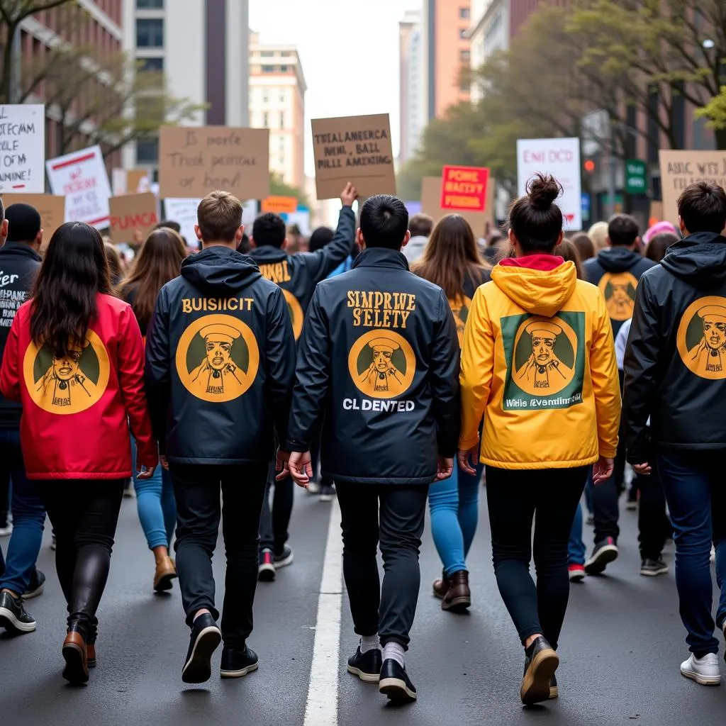 Activists marching for peace