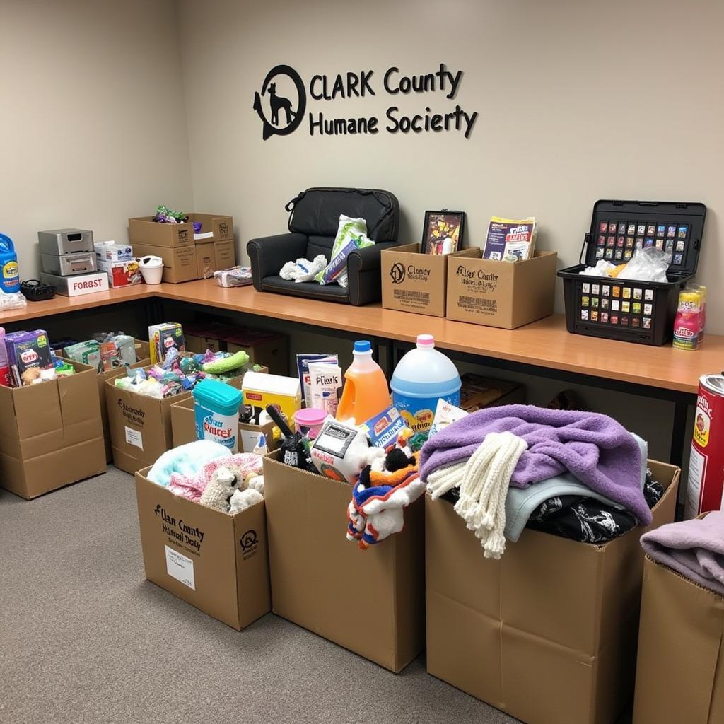 Donation boxes at the Clark County Humane Society