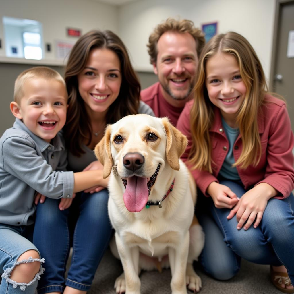 A family meeting a dog at the Cobb County Humane Society