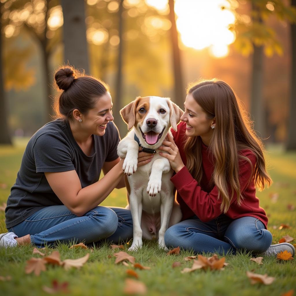 A happy family welcomes home their new furry friend from the Coconino Humane Society