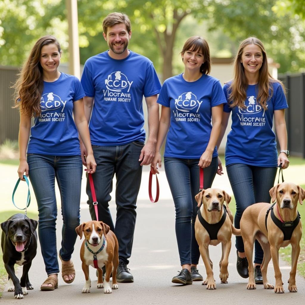 Volunteers Walking Dogs at Cody Humane Society