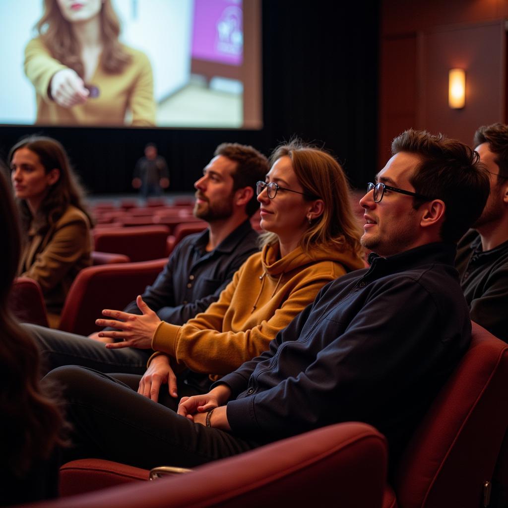 A group discussion after a film screening at the Cold Spring Film Society